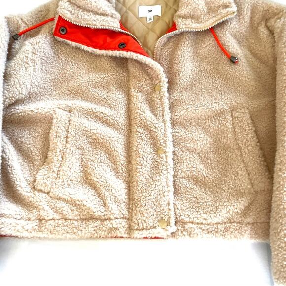 BP Nordstrom Sherpa Jacket Beige with Orange Accents Size Small - Picture 6 of 16